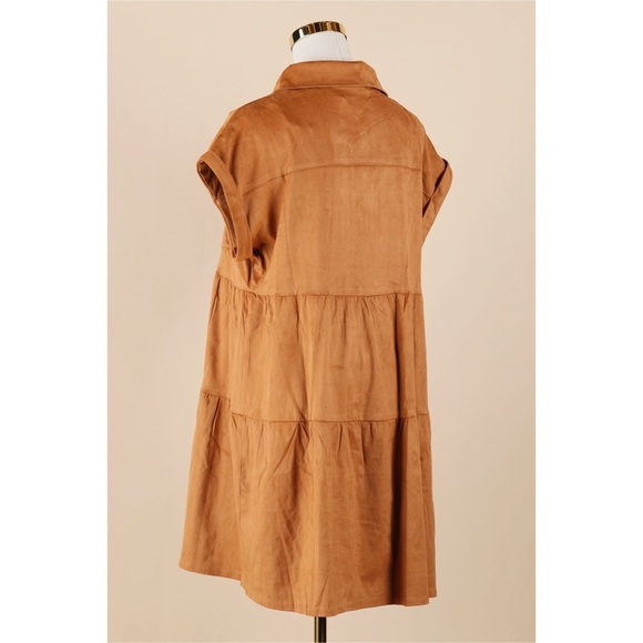 Sz L Andree By Unit ‘Don’t Hang Up’ Soft Faux Suede Button Down Shirt Dress GUC - Picture 4 of 7